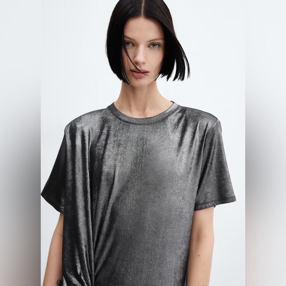 Metallic Silver T-Shirt Dress, NWT! - Picture 4 of 8
